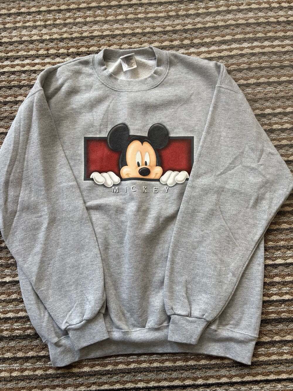 Vintage Disney Men's Gray Heathered Crewneck Sweatshirt